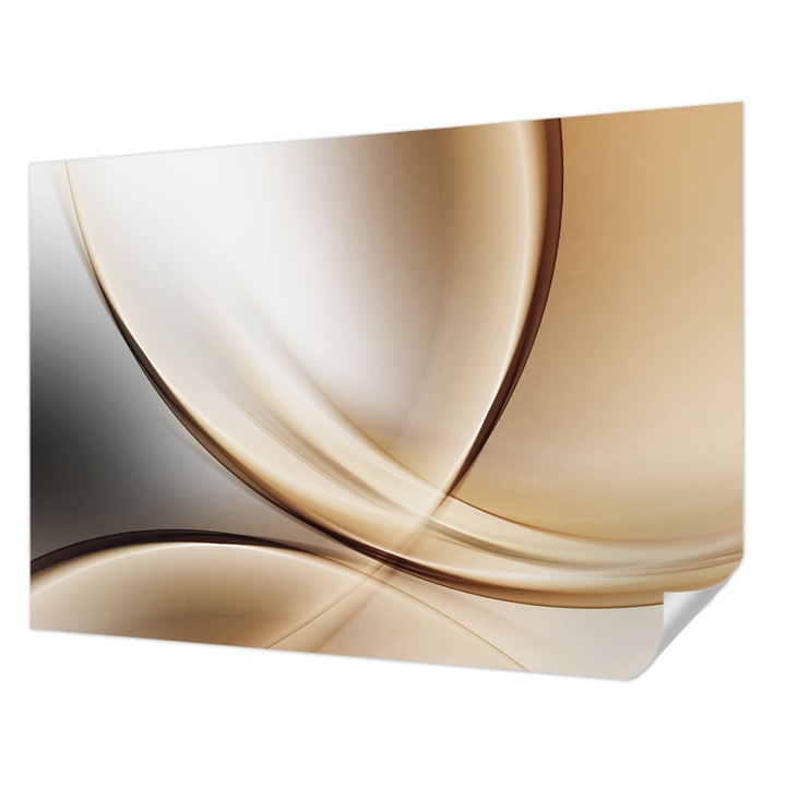 Öntapadós Tapéta Falra, Wallfluent, Lekerekített vonalak, Bézs, 208 x 146 cm, Klasszikus, Könnyen Felszerelhető, 010170060950000002052