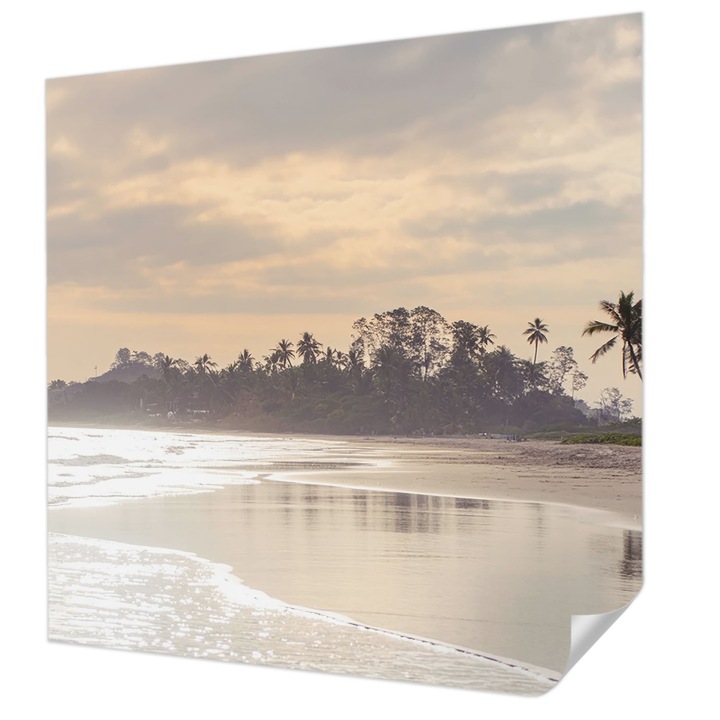 Öntapadós Tapéta Falra, Wallfluent, Strand reggel, Fehér, 250 x 250 cm, Nappaliba, Konyhába, 010170060030000285122