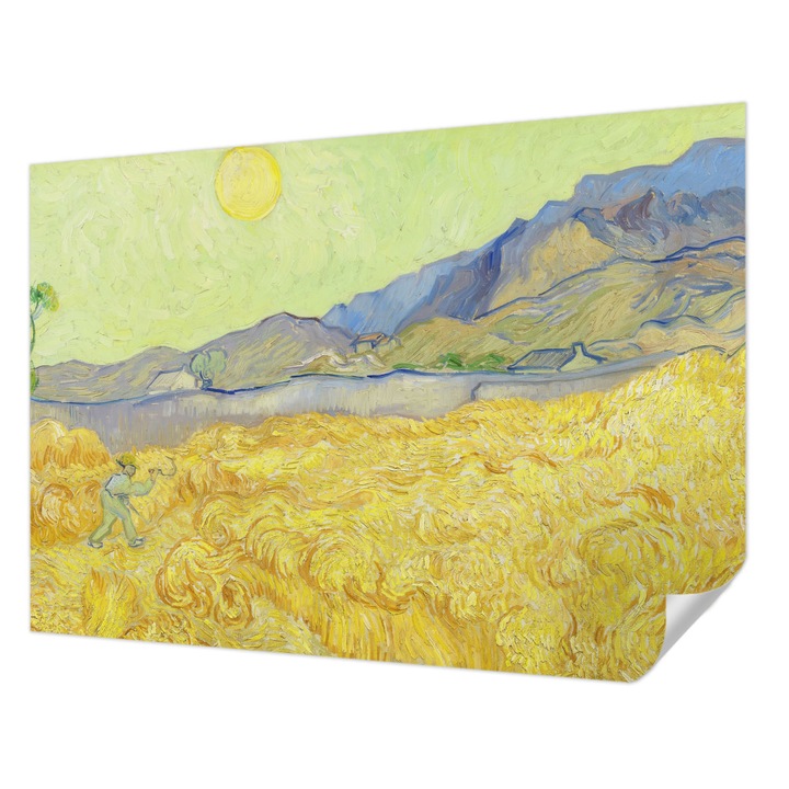 Tapet Textil Autocolant, Wallfluent, Camp de grau, Galben, 312 x 219 cm, Detasabil, Lavabil, 010170060960000285537