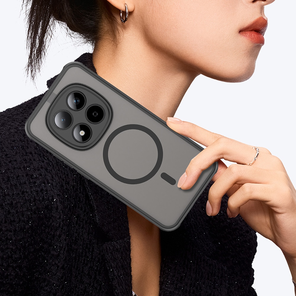 Husa pentru Xiaomi Redmi Note 15 Pro 5G cu protectie pentru lentile compatibila MagSafe EasyCharge, Ghost Series Anti-ingalbenire, frosted - negru