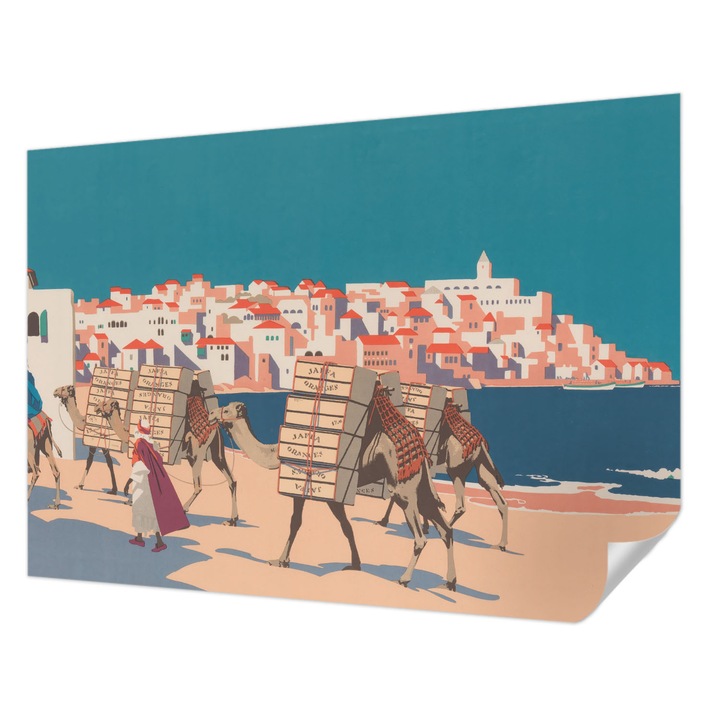 Fali Fotótapéta Autodeziv, Wallfluent, Caravana de camile, Turcoaz, 208 x 146 cm, Pentru Sufragerie, Dormitor, 010170060950000285629