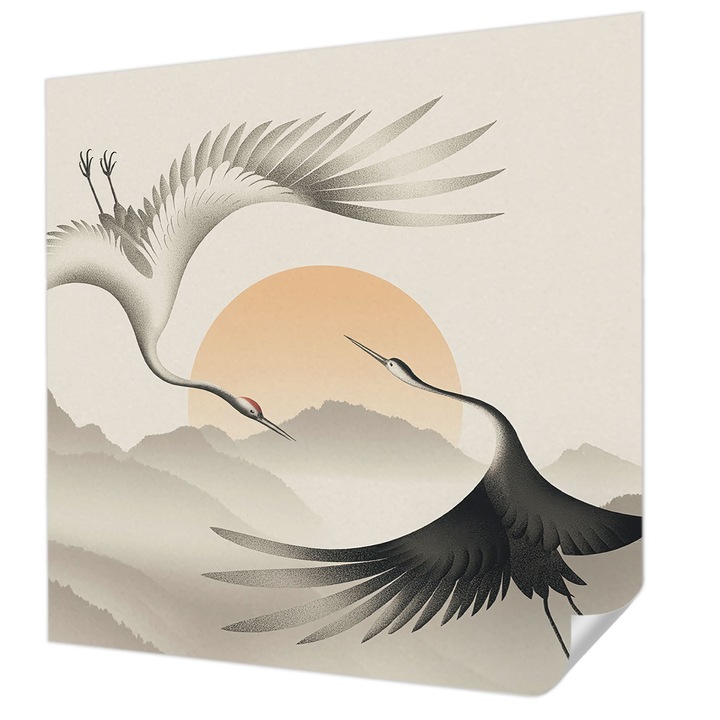 Öntapadós Dekor Tapéta, Wallfluent, Keleti daruk, Fehér, 250 x 250 cm, Fali Dekoráció, Nedvesség- És Foltálló, 010170060030000285132