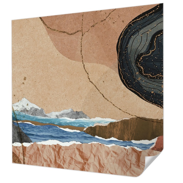 Öntapadós Fotótapéta Falra, Wallfluent, Absztrakt tájkép, Barna, 250 x 250 cm, Nappaliba, Konyhába, 010170060030000285127