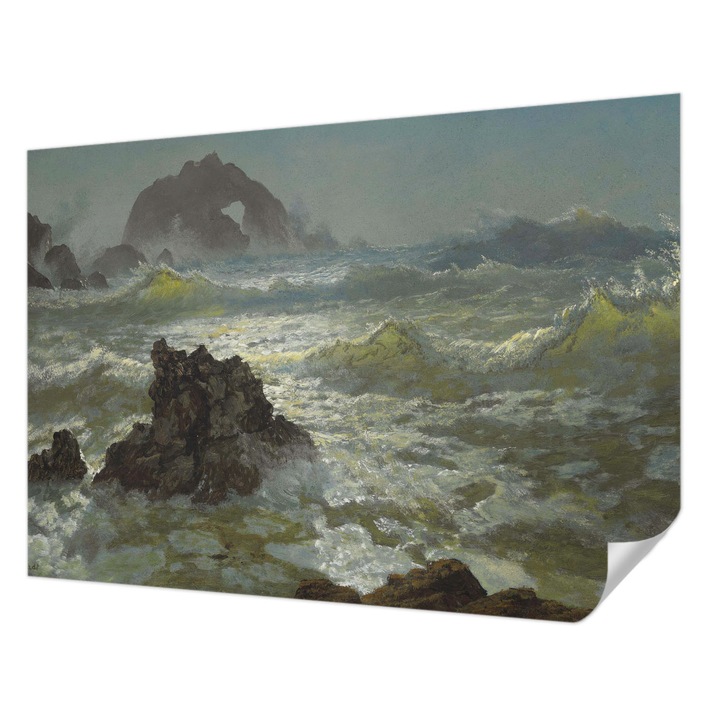 Tapet Autodeziv De Perete, Wallfluent, Marea furtunoasa, Gri, 208 x 146 cm, Pentru Interior, Usor De Curatat, 010170060950000285641