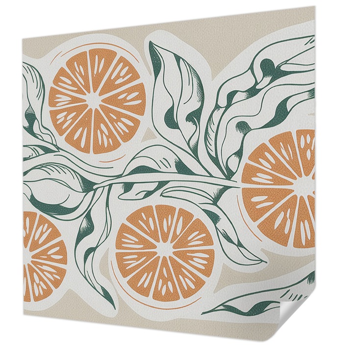 Öntapadós Dekor Tapéta, Wallfluent, Gyümölcsminták, Fehér, 250 x 250 cm, Nappaliba, Konyhába, 010170060030000285138