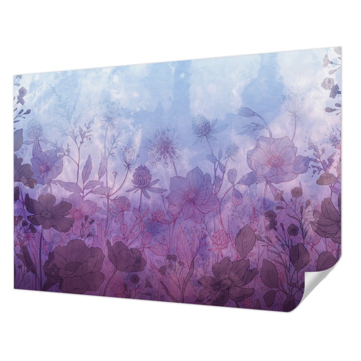 Öntapadós Dekor Tapéta, Wallfluent, Pasztell virágok, Kék, 312 x 219 cm, Fali Dekoráció, Nedvesség- És Foltálló, 010170060960000285666
