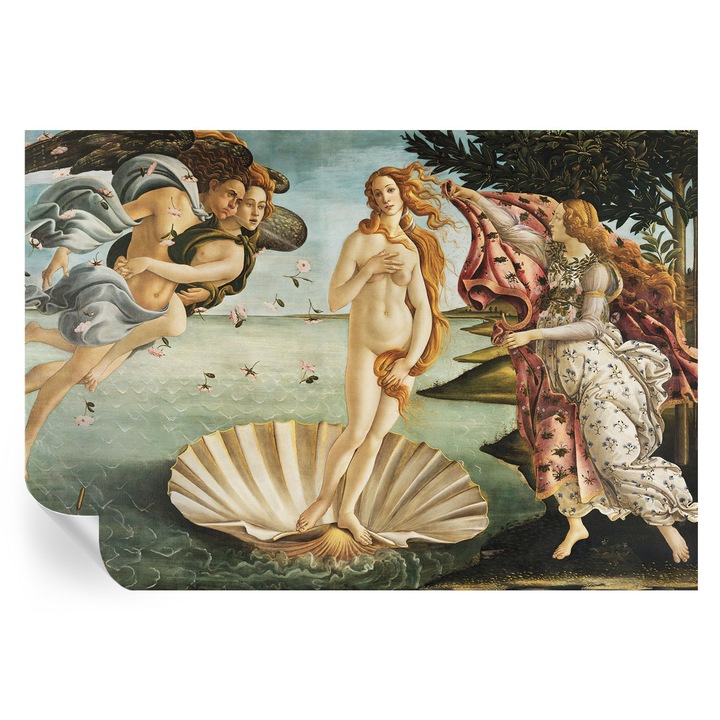 Tapet Textil Autocolant, Tulup, Nasterea lui Venus, Negru, 152 x 104 cm, Decorativ, Usor De Curatat, 010170060180000285538