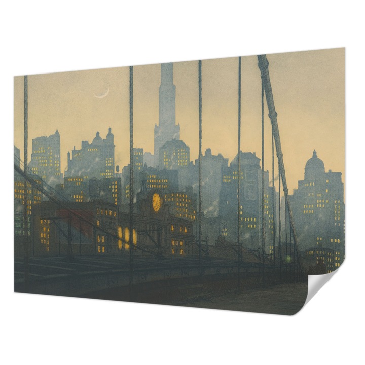 Fali Fotótapéta Autocolant, Wallfluent, Panorama de seara, Gri, 208 x 146 cm, Pentru Baie, Bucatarie, 010170060950000285625