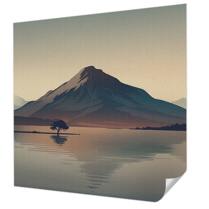 Öntapadós Dekor Tapéta, Wallfluent, Hegyi táj, Szürke, 250 x 250 cm, Előszobába, Hálószobába, 010170060030000285137