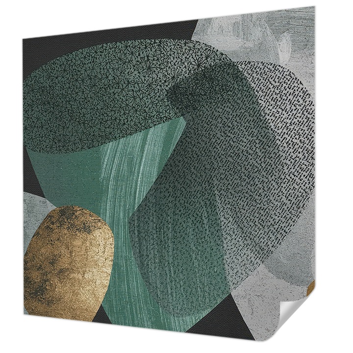 Öntapadós Dekor Tapéta, Wallfluent, Absztrakt geometria, Zöld, 250 x 250 cm, Dekoráció, Falra, 010170060030000285136