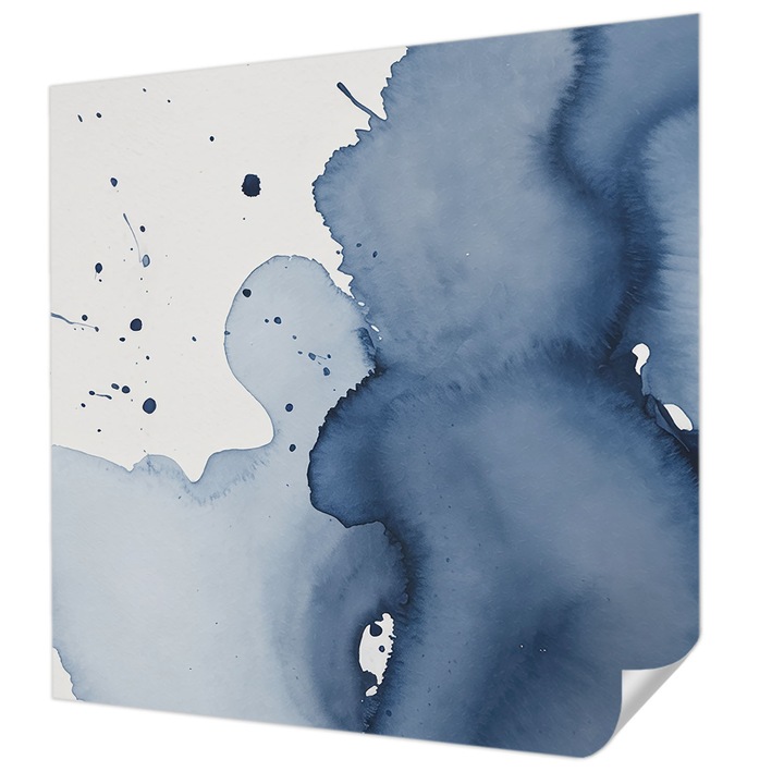 Öntapadós Tapéta Falra, Wallfluent, Sötétkék fröccsenések, Fehér, 250 x 250 cm, Dekoráció, Klasszikus, 010170060030000285153