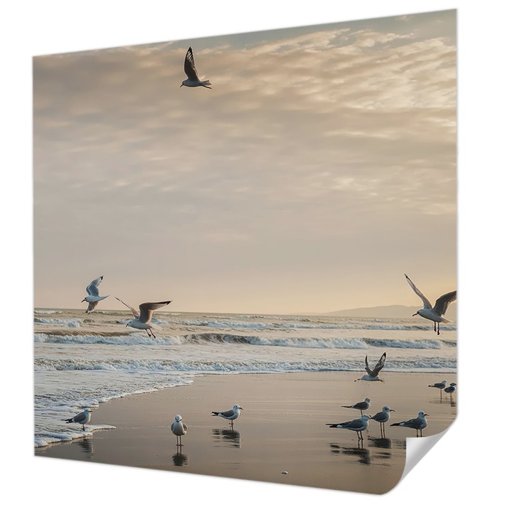 Öntapadós Tapéta Falra, Wallfluent, Tengerparti nyugalom, Fekete, 250 x 250 cm, Nappaliba, Konyhába, 010170060030000285155