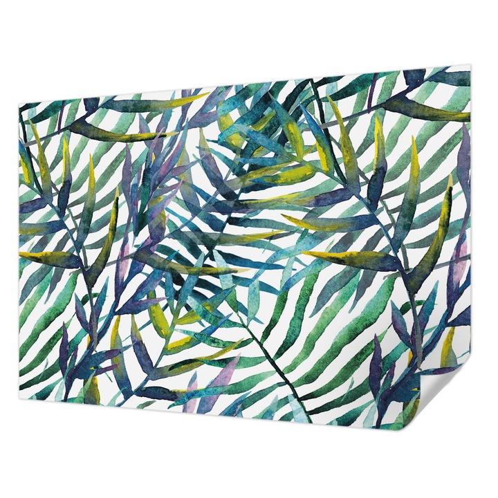 Öntapadós Tapéta Fali Dekoráció, Wallfluent, Egzotikus növényzet, Zöld, 208 x 146 cm, Klasszikus, Könnyen Felszerelhető, 010170060950000012927