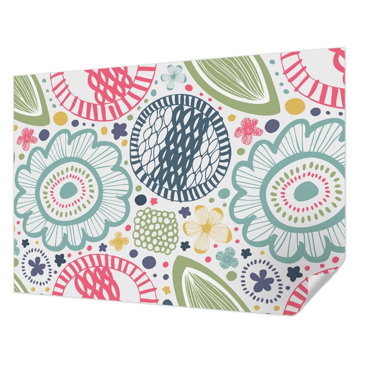 Tapet Textil Autocolant, Wallfluent, Modele florale, Albastru, 208 x 146 cm, Pentru Interior, Usor De Curatat, 010170060950000013231