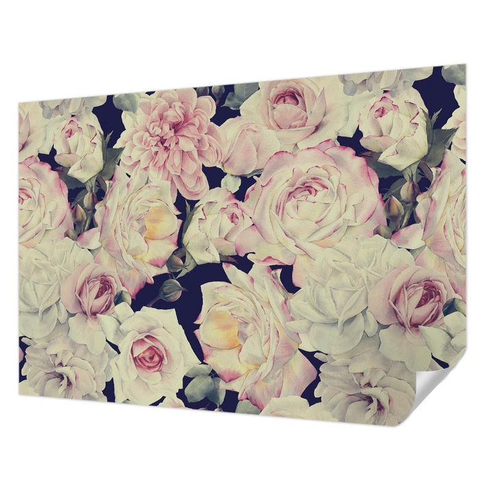 Tapet Textil Autocolant, Wallfluent, Buchet de flori, Alb, 312 x 219 cm, Pentru Sufragerie, Dormitor, 010170060960000013236