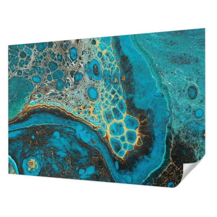 Öntapadós Tapéta Fali Dekoráció, Wallfluent, Absztrakt szerkezet, Kék, 208 x 146 cm, Modern Dizájn, Nedvesség- És Foltálló, 010170060950000017120