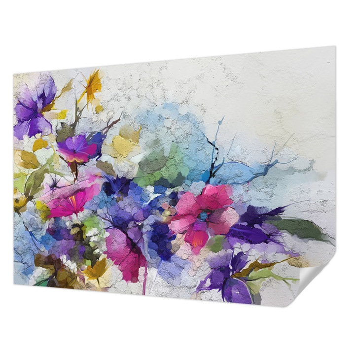 Öntapadós Tapéta Fali Dekoráció, Wallfluent, Absztrakt virágok, Fekete, 208 x 146 cm, Könnyen Tisztítható, Nedvességálló, 010170060950000017151