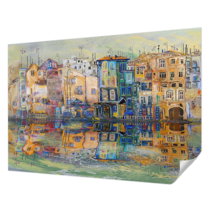 Tapet Autocolant De Perete, Wallfluent, Oras magic, Bej, 312 x 219 cm, Pentru Sufragerie, Dormitor, 010170060960000018739