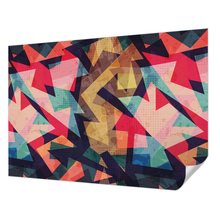 Öntapadós Fotótapéta Falra, Wallfluent, Színes minta, Piros, 208 x 146 cm, Klasszikus, Könnyen Felszerelhető, 010170060950000013067