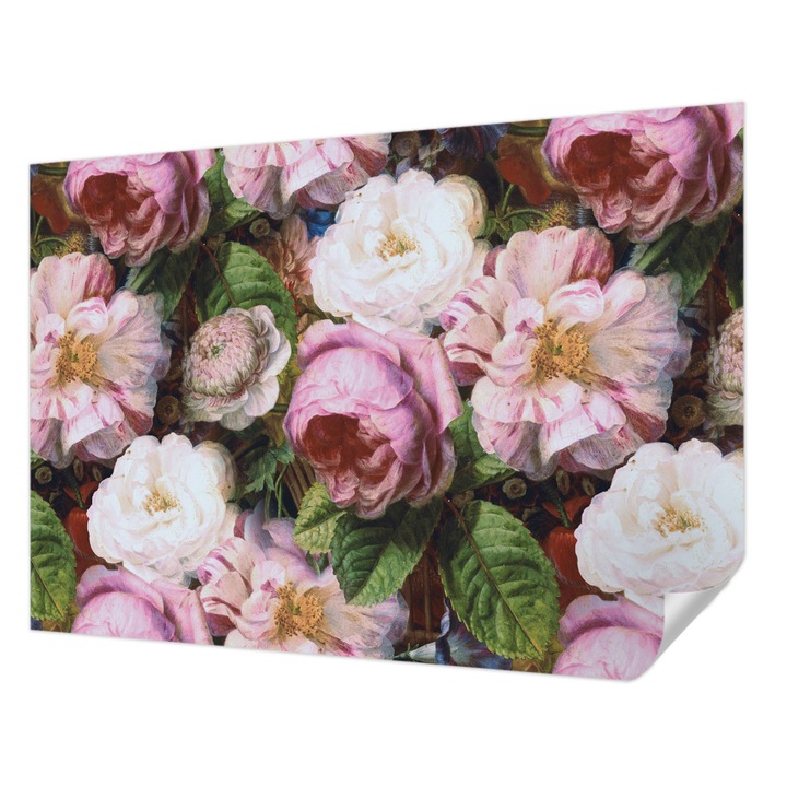 Tapet Textil Autocolant, Wallfluent, Eleganta florala, Roz, 312 x 219 cm, Pentru Baie, Bucatarie, 010170060960000013365