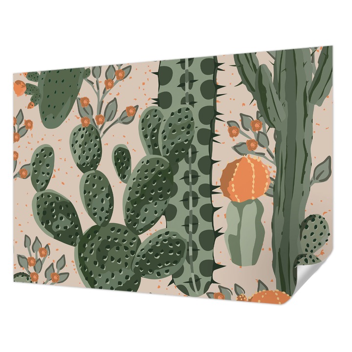 Fali Fotótapéta Autocolant, Wallfluent, Cactusi verzi, Verde, 208 x 146 cm, Pentru Interior, Usor De Curatat, 010170060950000020764