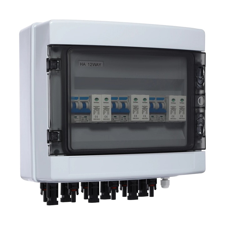 Cutie combinatoare PV, Cutie distribuitor DC, Protectie la supratensiune si suprasarcina, IP65 impermeabil, Pentru sisteme solare, Rulote, Off-grid