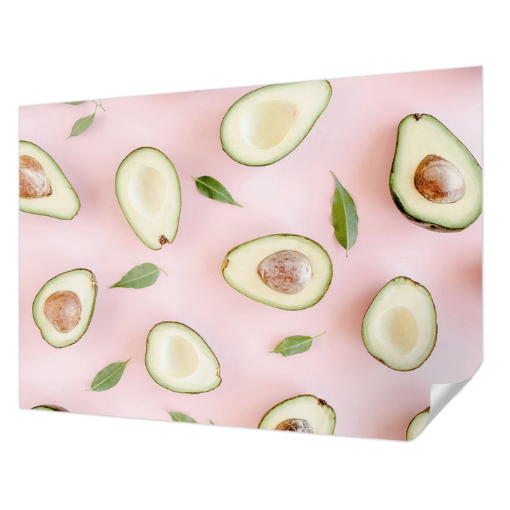 Tapet Textil Autocolant, Wallfluent, Compozitia avocado, Roz, 208 x 146 cm, Pentru Living, Birou, Hol, 010170060950000077310