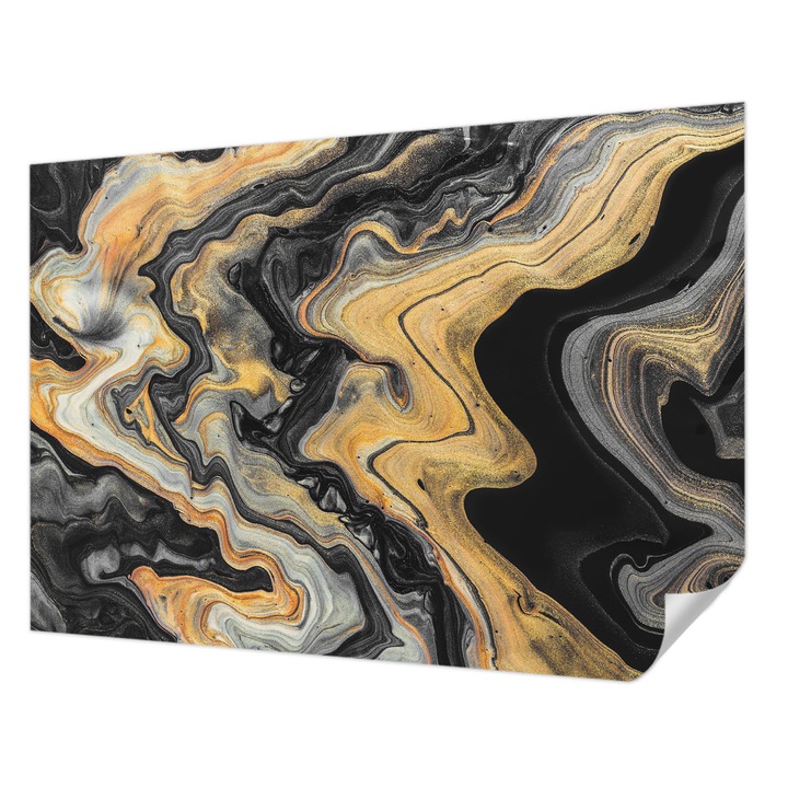 Öntapadós Fotótapéta Falra, Wallfluent, Vonalak kaleidoszkópja, Fekete, 208 x 146 cm, Nappaliba, Konyhába, 010170060950000077316