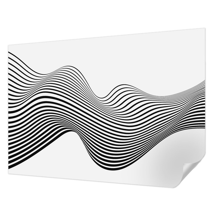 Öntapadós Dekor Tapéta, Wallfluent, Dinamikus absztrakció, Fehér, 208 x 146 cm, Erős Ragasztó, Modern Belsőépítészeti Dekoráció, 010170060950000075351