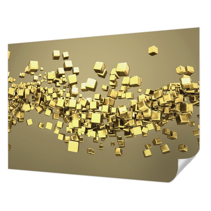 Öntapadós Fotótapéta Falra, Wallfluent, Kreatív kockák, Sárga, 208 x 146 cm, Könnyen Tisztítható, Nedvességálló, 010170060950000274317