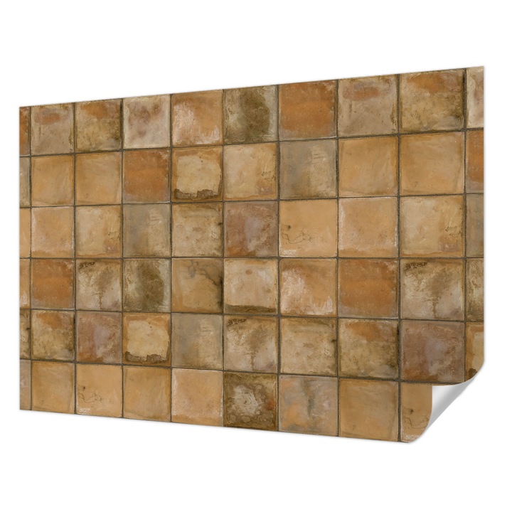 Öntapadós Dekor Tapéta, Wallfluent, Rusztikus mozaik, Barna, 312 x 219 cm, Klasszikus, Könnyen Felszerelhető, 010170060960000282520