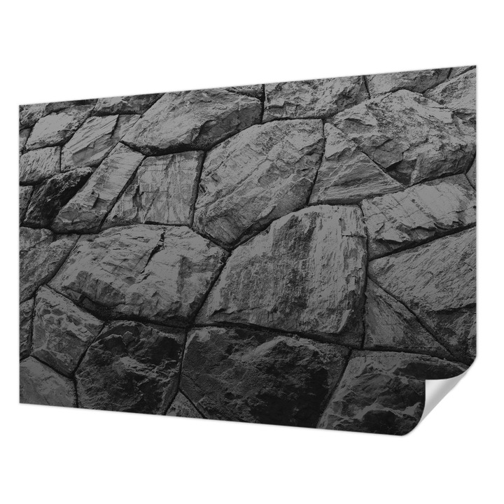 Öntapadós Tapéta Fali Dekoráció, Wallfluent, Kő textúrák, Fekete és fehér, 312 x 219 cm, Modern Dizájn, Nedvesség- És Foltálló, 010170060960000282528