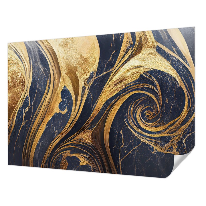 Öntapadós Tapéta Falra, Wallfluent, Márvány minták, Tengerészkék, 312 x 219 cm, Fali Dekoráció, Nedvesség- És Foltálló, 010170060960000282559