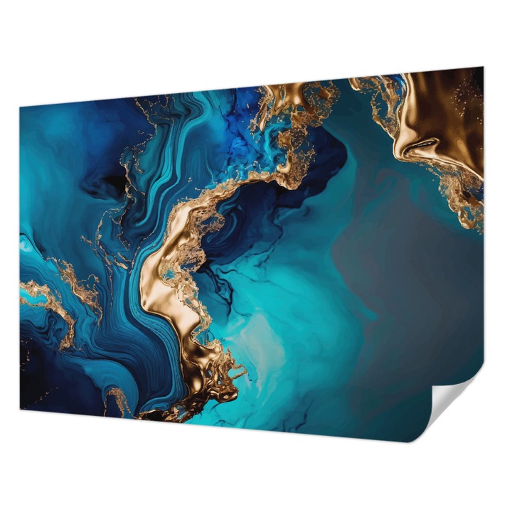 Öntapadós Tapéta Falra, Wallfluent, Színes absztrakció, Tengerészkék, 312 x 219 cm, Modern Dizájn, Könnyen Felszerelhető És Tisztítható, 010170060960000282562