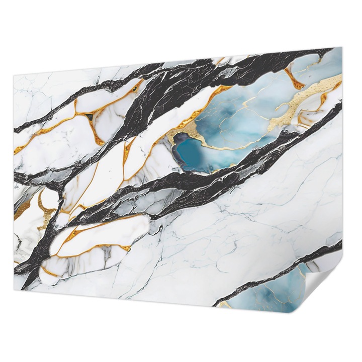 Öntapadós Dekor Tapéta, Wallfluent, Elegáns márvány, Fehér, 312 x 219 cm, Dekoráció, Falra, 010170060960000282616