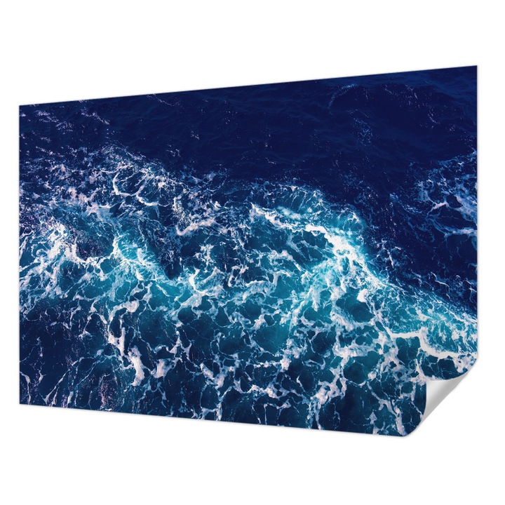 Tapet Textil Autocolant, Wallfluent, Valurile marii, Bleumarin, 312 x 219 cm, Pentru Perete, Rezistente La Apa, Umiditate Si Pete, 010170060960000282624