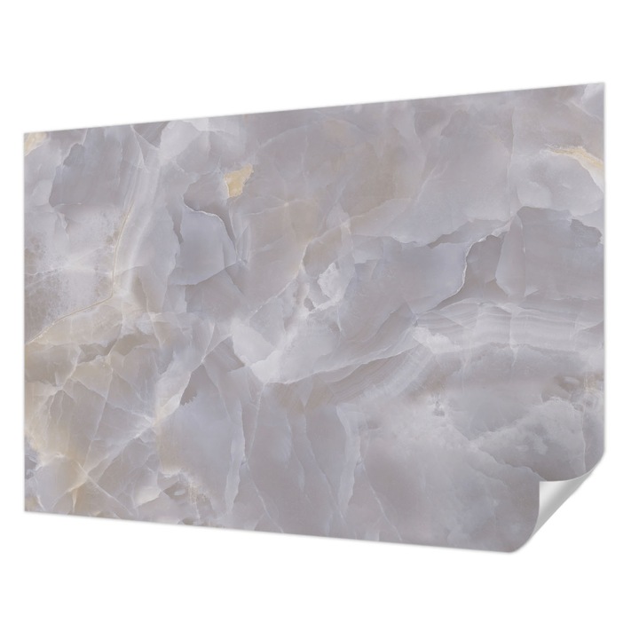 Öntapadós Dekor Tapéta, Wallfluent, Márvány hullámok, Fehér, 312 x 219 cm, Könnyen Tisztítható, Nedvességálló, 010170060960000282607
