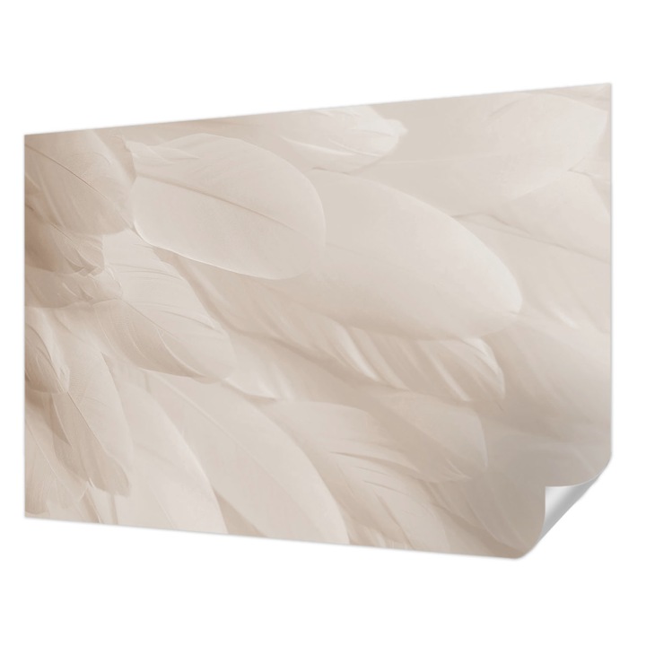 Tapet Textil Autocolant, Wallfluent, Pene eterice, Alb, 208 x 146 cm, Detasabil, Lavabil, 010170060950000282654