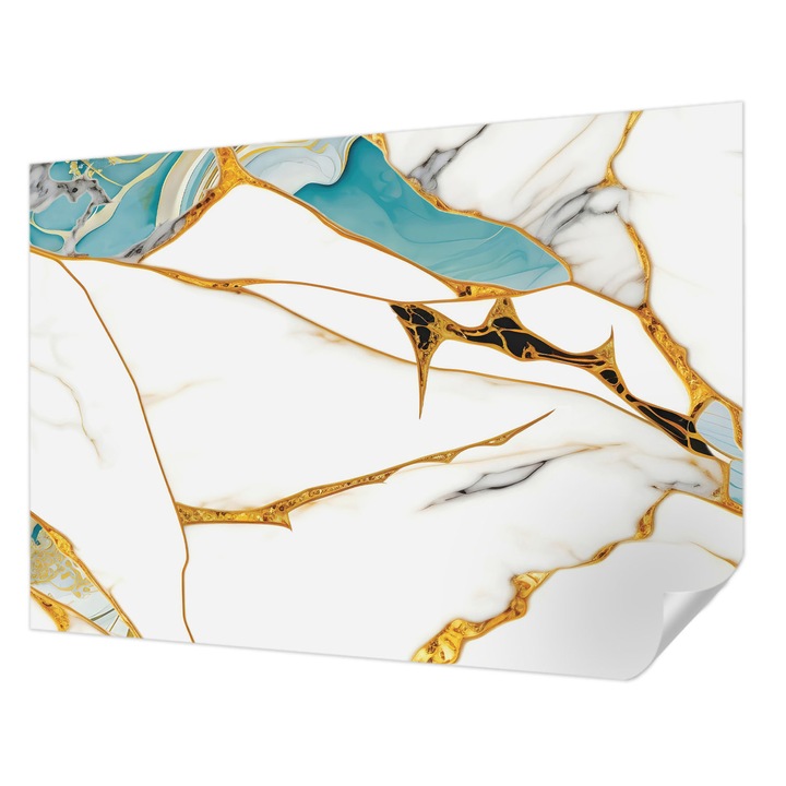 Öntapadós Fotótapéta Falra, Wallfluent, A márvány eleganciája, Fehér, 312 x 219 cm, Modern Dizájn, Könnyen Felszerelhető És Tisztítható, 010170060960000282602