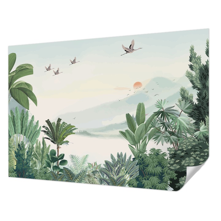 Öntapadós Fotótapéta Falra, Wallfluent, Trópusi oázis, Zöld, 312 x 219 cm, Nappaliba, Konyhába, 010170060960000282726