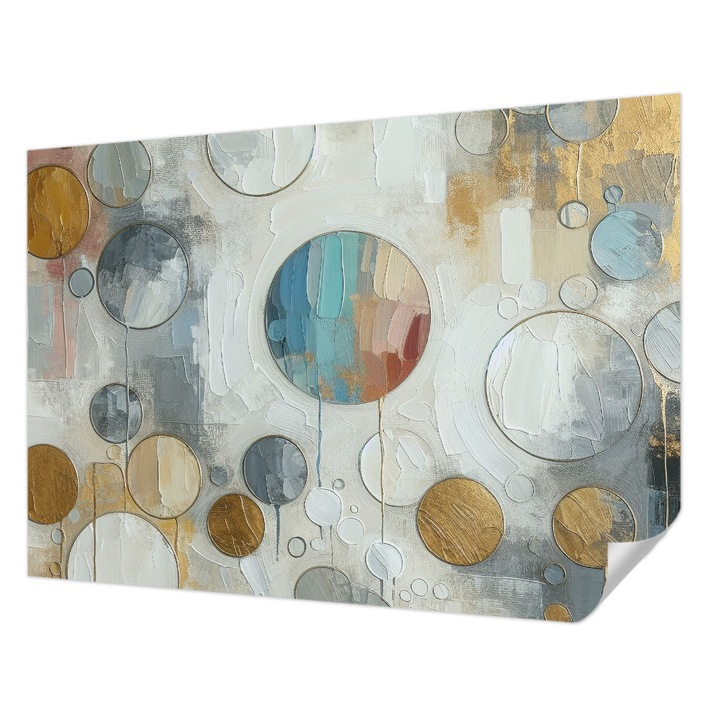 Öntapadós Fotótapéta Falra, Wallfluent, Geometriai körök, Szürke, 312 x 219 cm, Erős Ragasztó, Modern Belsőépítészeti Dekoráció, 010170060960000282723