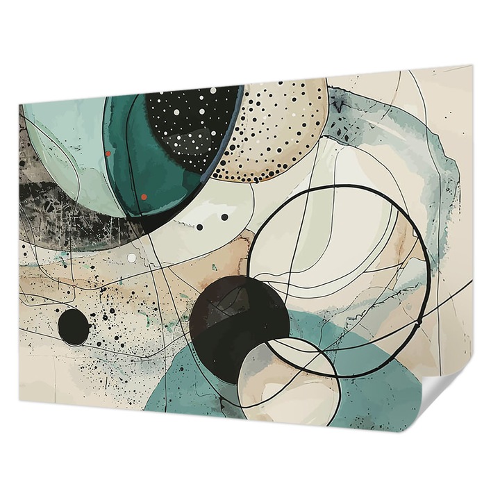 Öntapadós Tapéta Fali Dekoráció, Wallfluent, Színes körök, Szürke, 312 x 219 cm, Előszobába, Hálószobába, 010170060960000282742