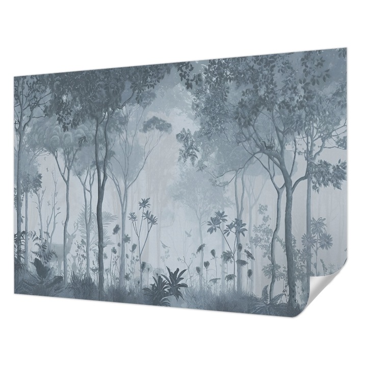 Öntapadós Tapéta Falra, Wallfluent, Az erdő misztikuma, Szürke, 312 x 219 cm, Előszobába, Hálószobába, 010170060960000282753