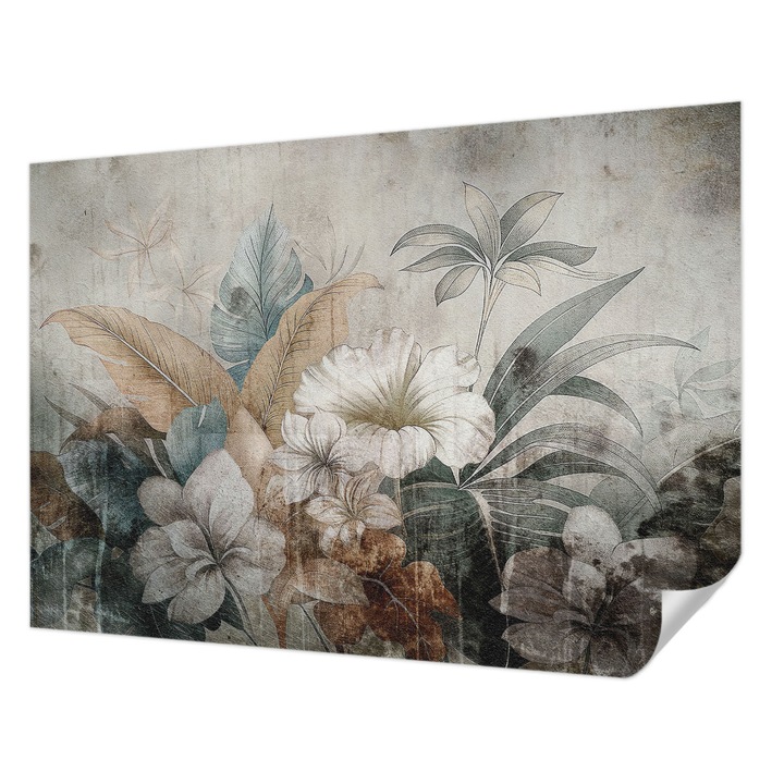 Öntapadós Tapéta Fali Dekoráció, Wallfluent, Virágálom, Szürke, 312 x 219 cm, Dekoráció, Falra, 010170060960000282744