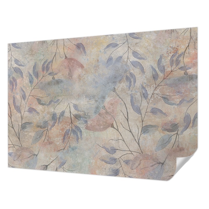 Öntapadós Fotótapéta Falra, Wallfluent, Absztrakt levelek, Szürke, 312 x 219 cm, Modern Dizájn, Könnyen Felszerelhető És Tisztítható, 010170060960000282757