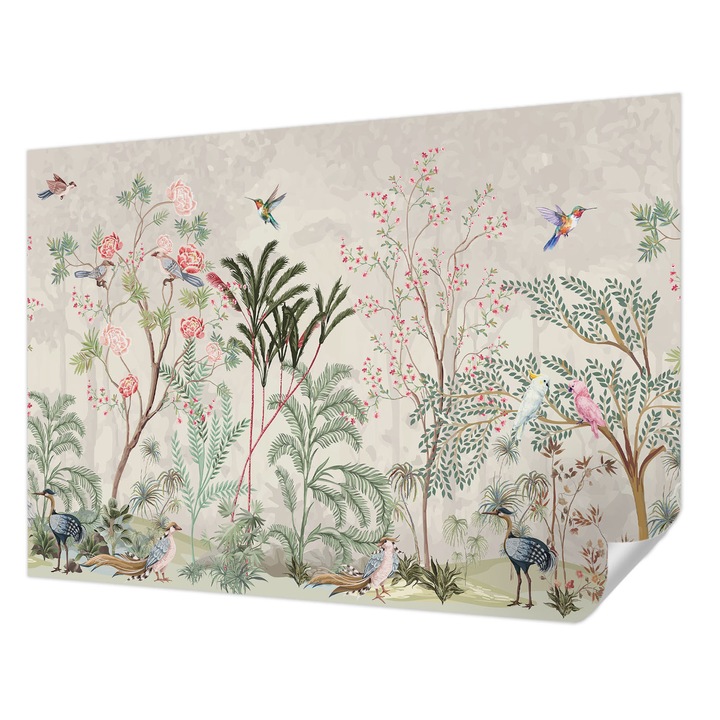 Öntapadós Fotótapéta Falra, Wallfluent, Trópusi oázis, Zöld, 312 x 219 cm, Könnyen Tisztítható, Nedvességálló, 010170060960000282755