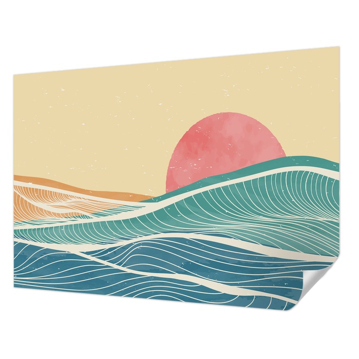 Öntapadós Fotótapéta Falra, Wallfluent, Tengeri hullámok, Bézs, 312 x 219 cm, Előszobába, Hálószobába, 010170060960000282764