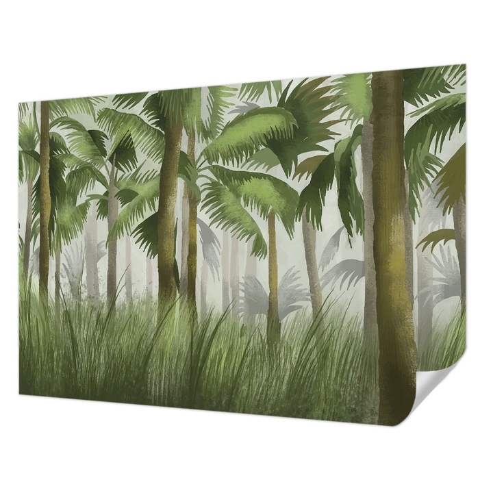 Öntapadós Dekor Tapéta, Wallfluent, Trópusi erdő, Zöld, 312 x 219 cm, Klasszikus, Könnyen Felszerelhető, 010170060960000282770