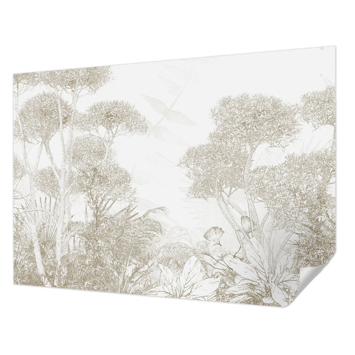 Öntapadós Fotótapéta Falra, Wallfluent, Trópusi növényzet, Fehér, 312 x 219 cm, Nappaliba, Konyhába, 010170060960000282762