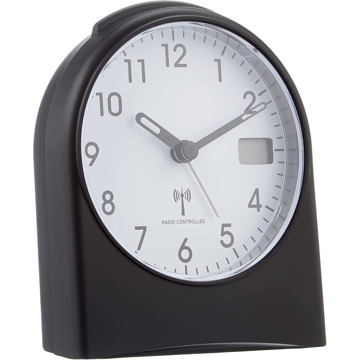 Ceas desteptator radio TFA Dostmann, afisaj digital, iluminare, negru-alb, 96x55x116mm